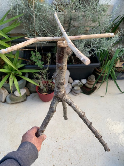 Support en bois recyclé, branches pliables, pour carillons Koshi/Zaphir – 49 x 25 x 25 cm - Création Zen Curiosity