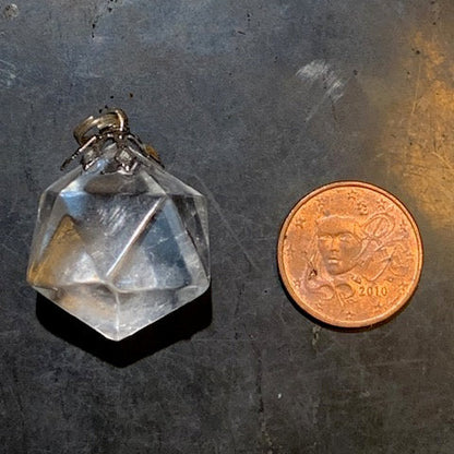Pendentifs Solides de Platon en cristal de roche à l'unité, de 15 x 15 mm environ - Qualité AA à AAA