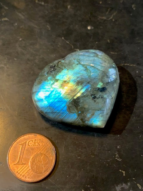 Coeur en labradorite de taille S : 3x3x1,5 cm - 20 gr.