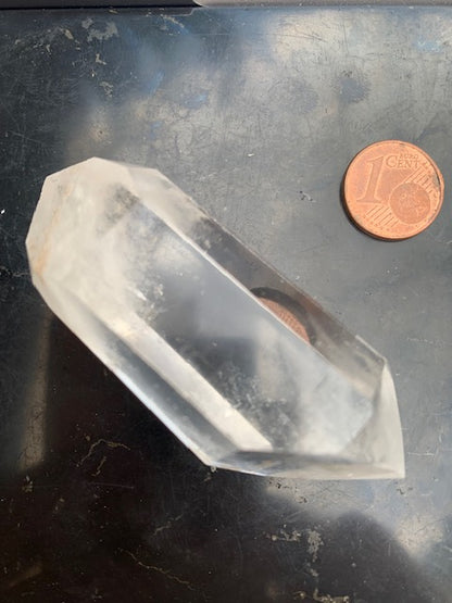 Cristal de roche, pointe bi-déterminée naturelle à 6 faces - 61 x 27 x 22 mm - 53,2 gr.