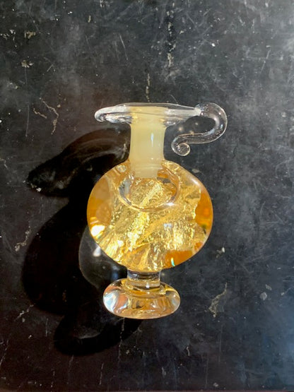 Or - Fiole/ Flacon avec anse de paillettes de 4,8 cm x 2,8 de diamètre, en provenance du Brésil, avec étiquette de garantie !