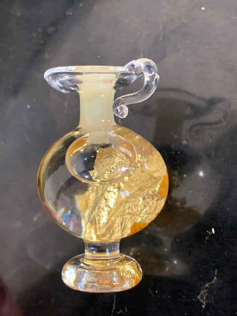 Or - Fiole/ Flacon avec anse de paillettes de 4,8 cm x 2,8 de diamètre, en provenance du Brésil, avec étiquette de garantie !