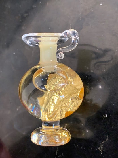 Or - Fiole/ Flacon avec anse de paillettes de 4,8 cm x 2,8 de diamètre, en provenance du Brésil, avec étiquette de garantie !