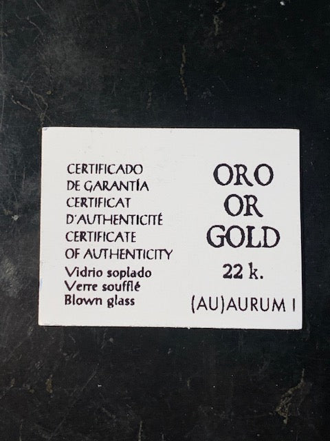 Or - Fiole/ Flacon avec anse de paillettes de 4,8 cm x 2,8 de diamètre, en provenance du Brésil, avec étiquette de garantie !
