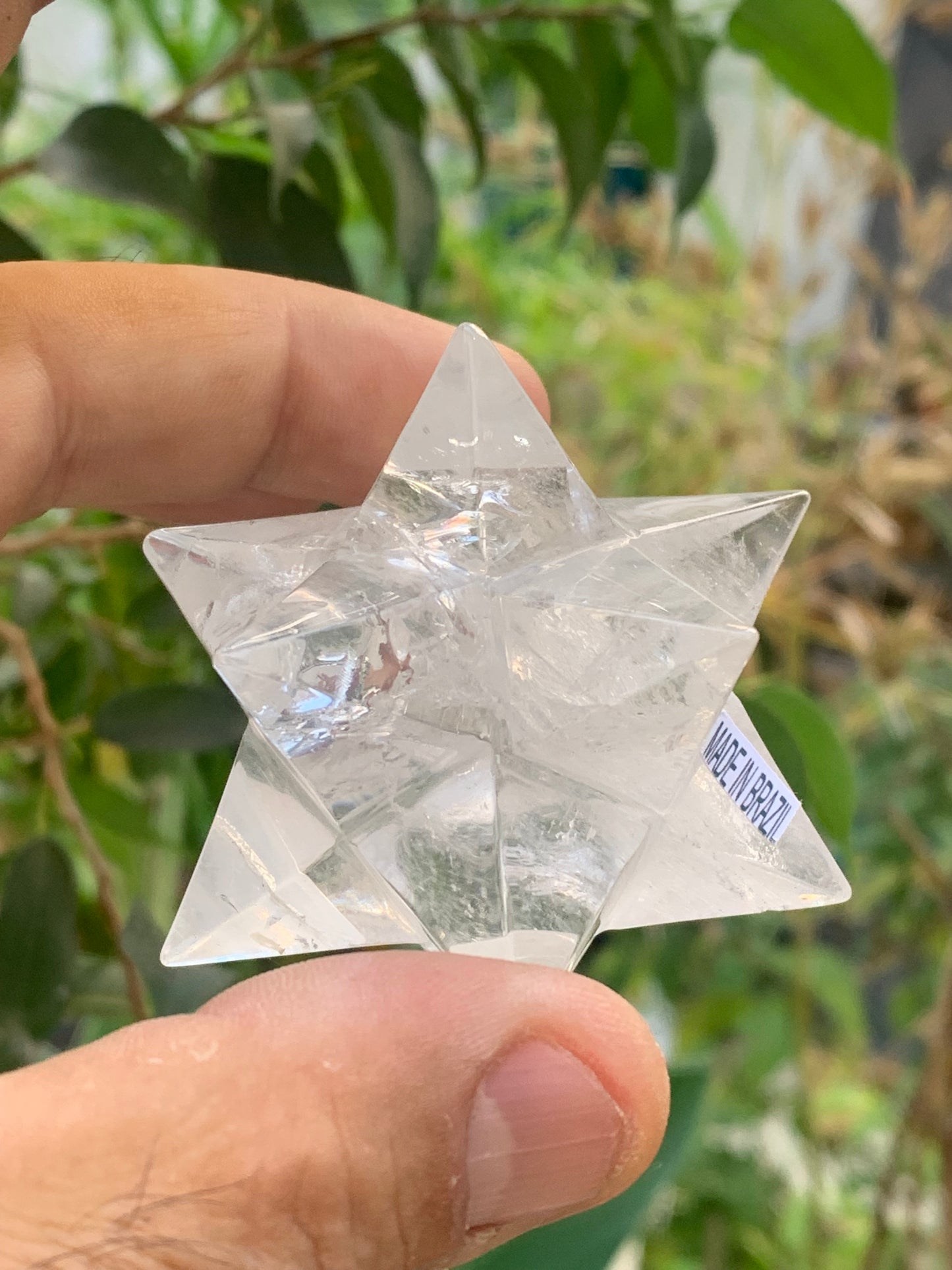 Étoile de Sirius (12 branches) en cristal de roche (quartz). Ø 64mm de diamètre - 122 grammes !
