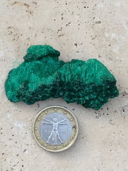 Malachite fibreuse, spécimen brut du Congo de 22,3 grammes. Parfait pour une collection ou la bijouterie, du velour naturel !