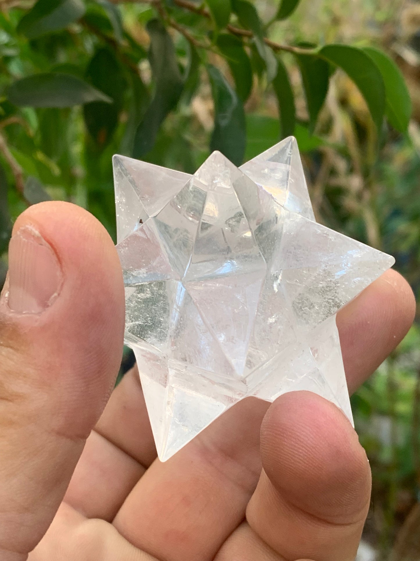 Étoile de Sirius (12 branches) en cristal de roche (quartz). Ø 65mm de diamètre - 121,2 grammes !