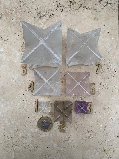 Mercaba/ Mercabah/ Merkabah (étoile à 8 branches), en cristal de roche, améthyste ou quartz rose. De 1,6 à 5cm, qualité A à AAA !