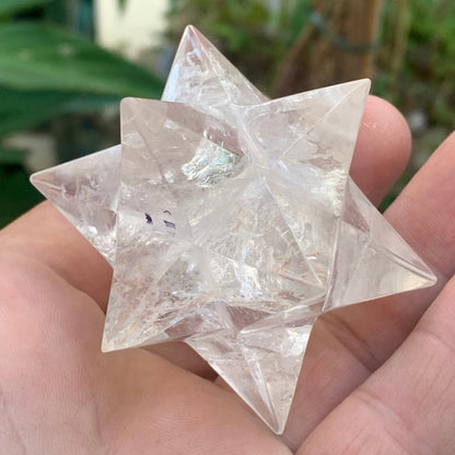 Étoile de Sirius (12 branches) en cristal de roche (quartz). Ø 67mm de diamètre - 126,3 grammes !