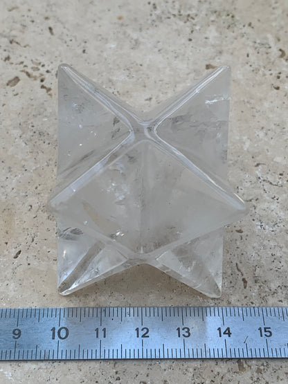 Mercaba/ Mercabah/ Merkabah (étoile à 8 branches), en cristal de roche. De 40x40x40mm - 118 grammes. Qualité A à AAA !