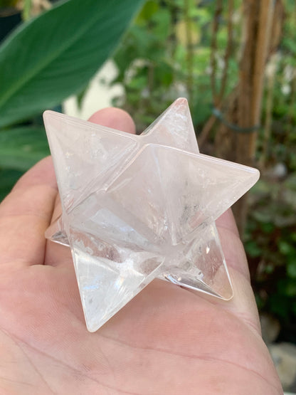 Mercaba/ Mercabah/ Merkabah (étoile à 8 branches), en cristal de roche. De 40x40x40mm - 118 grammes. Qualité A à AAA !