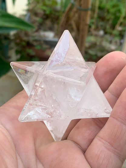 Mercaba/ Mercabah/ Merkabah (étoile à 8 branches), en cristal de roche. De 40x40x40mm - 118 grammes. Qualité A à AAA !