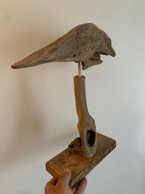 Sculpture en bois flotté de Loire 'Tête d'Oiseau' - 40 cm de hauteur × 35 × 10 / ± 1 kg - Création Zen Curiosity