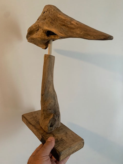 Sculpture en bois flotté de Loire 'Tête d'Oiseau' - 40 cm de hauteur × 35 × 10 / ± 1 kg - Création Zen Curiosity