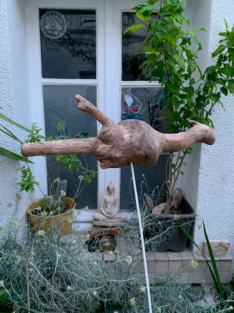 Driftwood sculpture from the Loire: 'Baby Dragon' - 54 cm height × 40 × 10 / ± 950 gr. - Zen Curiosity Creation