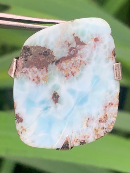 Larimar, pendentif en Argent de 32 mm de hauteur x 27 de largeur x 8 d'épaisseur. Vendu avec cordon réglable de couleur noire offert !