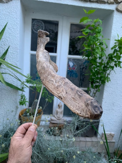 Driftwood sculpture from the Loire: 'Cool Work' - 41 cm height × 36 × 10 / ± 990 gr. - Creation Zen Curiosity