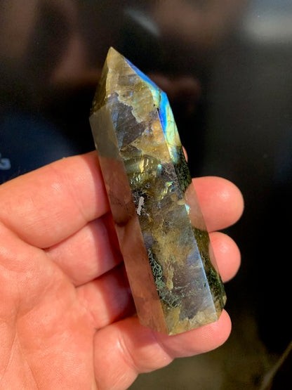 Labradorite, point/laser - 85 millimeters high x 29 x 25 - 96.7 grams