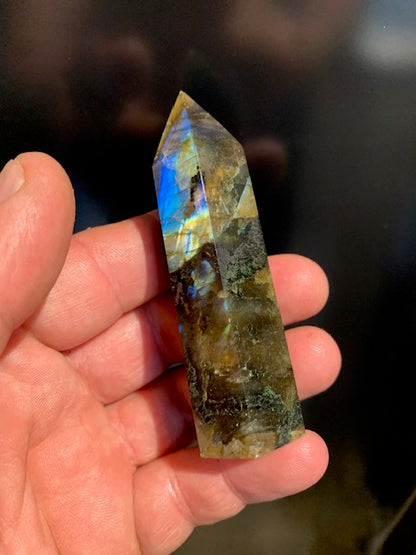 Labradorite, point/laser - 85 millimeters high x 29 x 25 - 96.7 grams