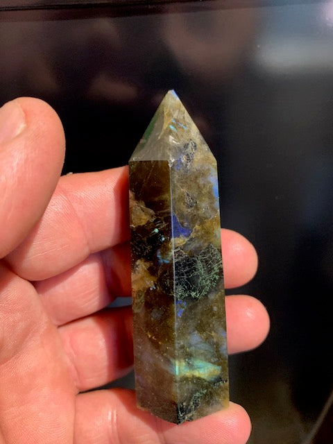 Labradorite, point/laser - 85 millimeters high x 29 x 25 - 96.7 grams