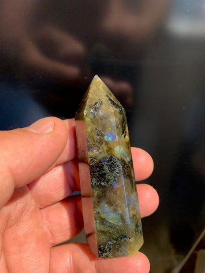 Labradorite, point/laser - 85 millimeters high x 29 x 25 - 96.7 grams