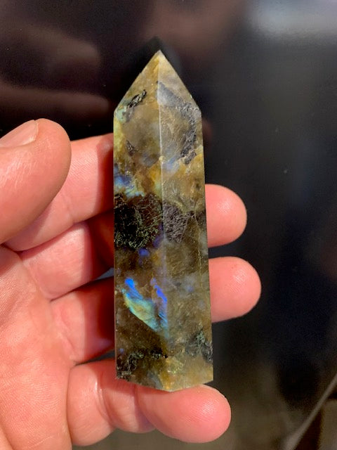 Labradorite, point/laser - 85 millimeters high x 29 x 25 - 96.7 grams