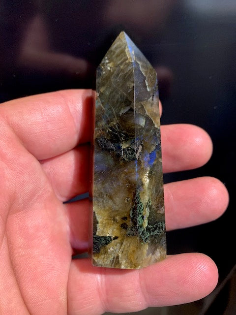 Labradorite, point/laser - 85 millimeters high x 29 x 25 - 96.7 grams