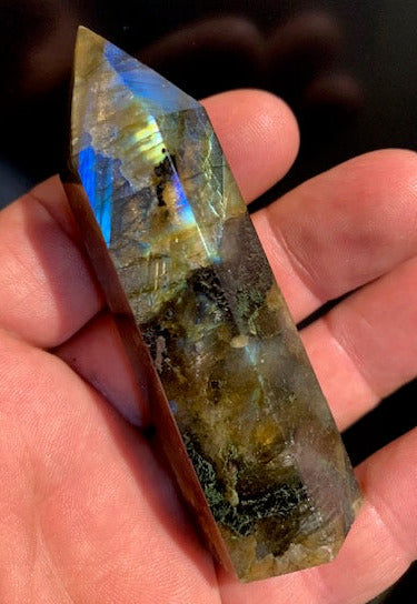 Labradorite, point/laser - 85 millimeters high x 29 x 25 - 96.7 grams