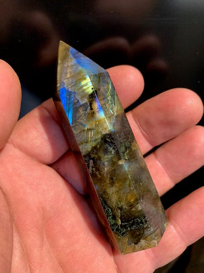 Labradorite, point/laser - 85 millimeters high x 29 x 25 - 96.7 grams