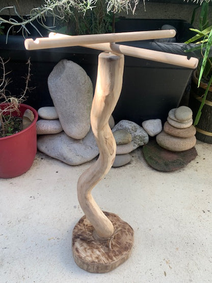 Support en bois recyclé, branches pliables, pour carillons Koshi/Zaphir – 54 x 20 x 17 cm - Création Zen Curiosity