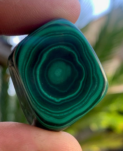 Malachite, tumbled stone of 28 mm x 23 x 21 - 37.2 gr.