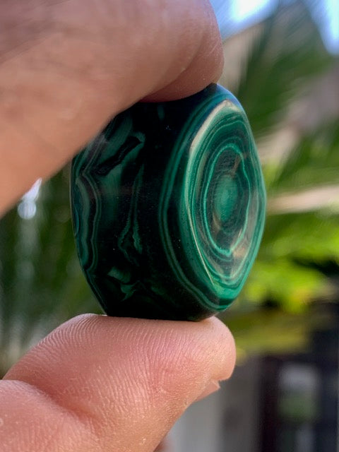 Malachite, tumbled stone of 28 mm x 23 x 21 - 37.2 gr.