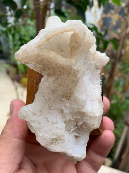 Quartz négatif/ Quartz Alpha - Pièce ancienne sur socle en bois - 103x67x54 mm - 161,1 gr. - Très belle pièce !