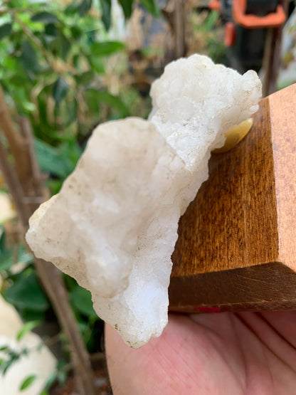 Quartz négatif/ Quartz Alpha - Pièce ancienne sur socle en bois - 103x67x54 mm - 161,1 gr. - Très belle pièce !