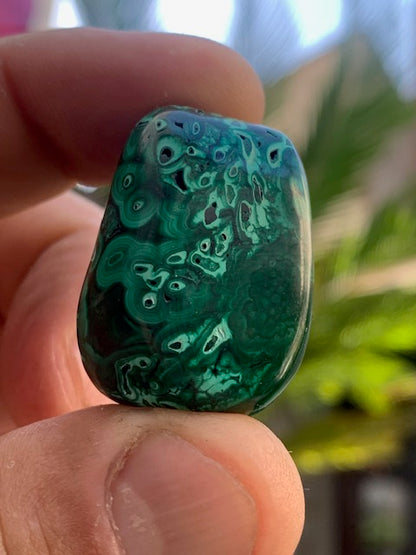 Malachite, tumbled stone of 34 mm x 24 x 21 - 36.3 gr.