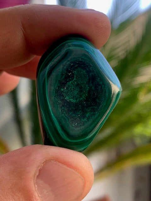 Malachite, tumbled stone of 40 mm x 30 x 15 - 33.3 gr.