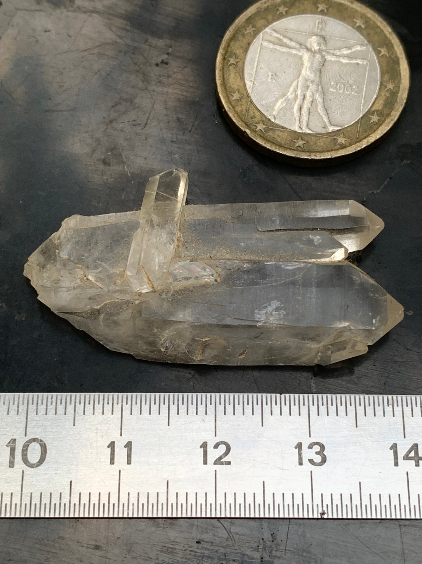 Cristal de Roche – Cristaux naturels jumelés – ± 41 mm de haut × 22 × 10 – 9 gr. !