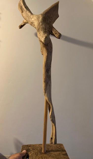 Sculpture en bois flotté de Loire : 'Tête de Cerf' - 94 cm de hauteur × 33 × 33 - Création Zen Curiosity