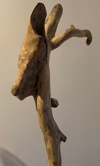 Sculpture en bois flotté de Loire : 'Tête de Cerf' - 94 cm de hauteur × 33 × 33 - Création Zen Curiosity