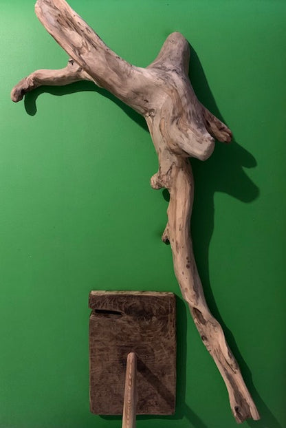 Sculpture en bois flotté de Loire : 'Tête de Cerf' - 94 cm de hauteur × 33 × 33 - Création Zen Curiosity