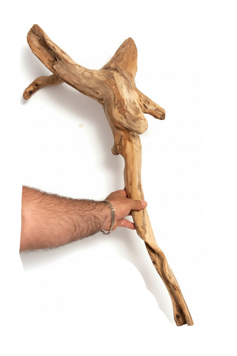 Sculpture en bois flotté de Loire : 'Tête de Cerf' - 94 cm de hauteur × 33 × 33 - Création Zen Curiosity