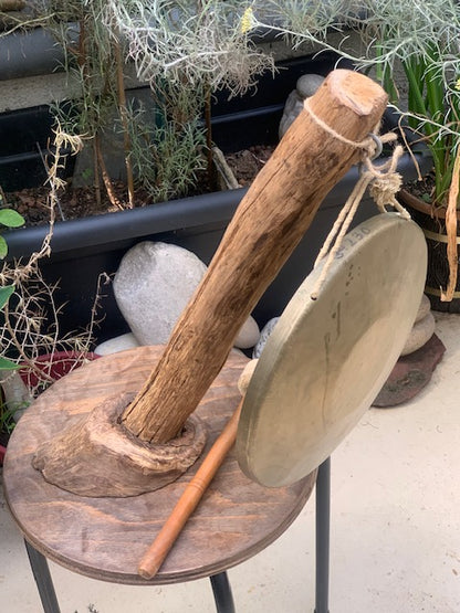 Support en bois pour gong, ou pour décoration, pied de lampe... - 55 x 35 cm - Création Zen Curiosity
