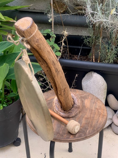 Support en bois pour gong, ou pour décoration, pied de lampe... - 55 x 35 cm - Création Zen Curiosity
