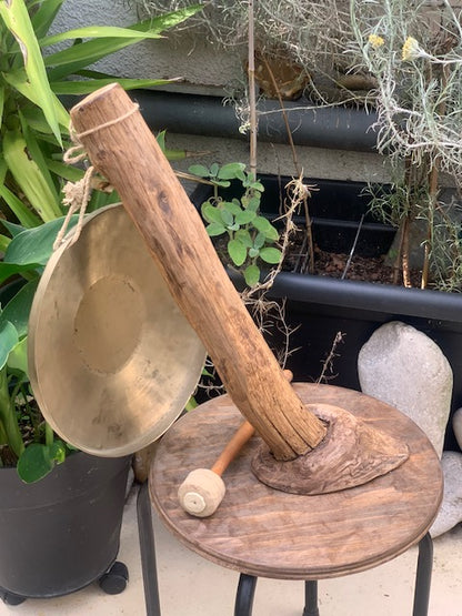 Support en bois pour gong, ou pour décoration, pied de lampe... - 55 x 35 cm - Création Zen Curiosity