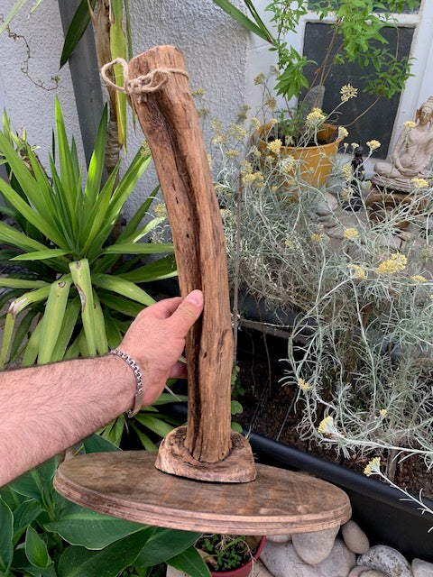 Support en bois pour gong, ou pour décoration, pied de lampe... - 55 x 35 cm - Création Zen Curiosity