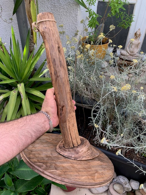 Support en bois pour gong, ou pour décoration, pied de lampe... - 55 x 35 cm - Création Zen Curiosity