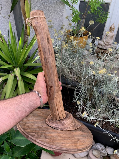 Support en bois pour gong, ou pour décoration, pied de lampe... - 55 x 35 cm - Création Zen Curiosity