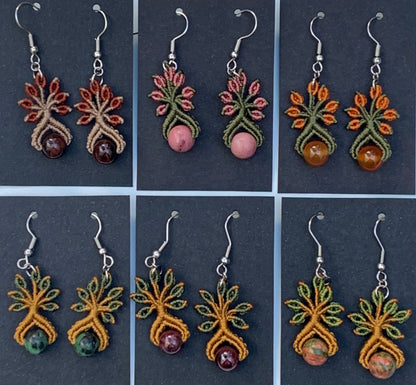 🧵 Boucles d’oreilles, superbes créations tissées à la main avec perle en pierre semi-précieuse – Choisissez votre perle et recevez une création sur mesure ! Fait par Créatipik (Fr°)