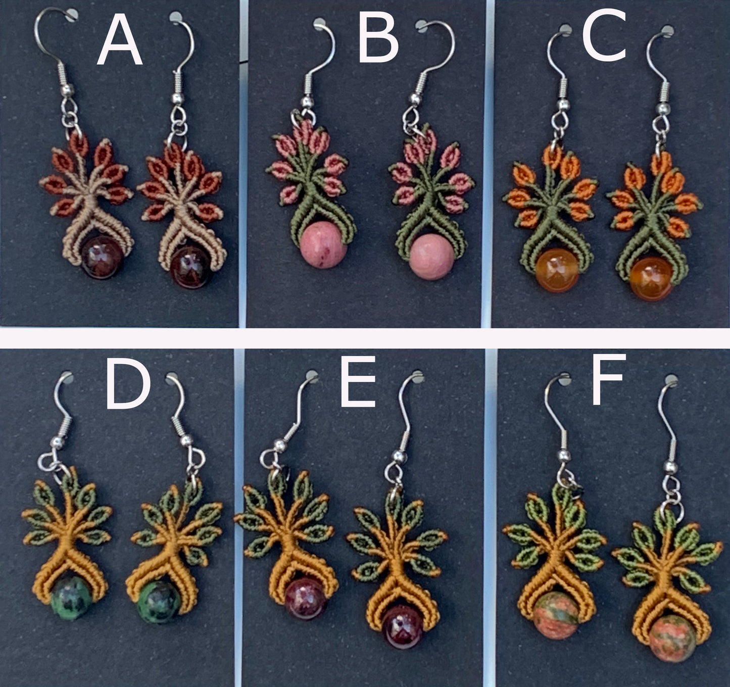 🧵 Boucles d’oreilles, superbes créations tissées à la main avec perle en pierre semi-précieuse – Choisissez votre perle et recevez une création sur mesure ! Fait par Créatipik (Fr°)