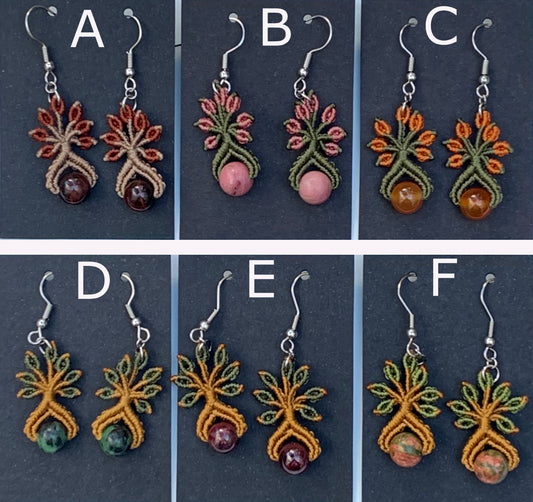 🧵 Boucles d’oreilles, superbes créations tissées à la main avec perle en pierre semi-précieuse – Choisissez votre perle et recevez une création sur mesure ! Fait par Créatipik (Fr°)